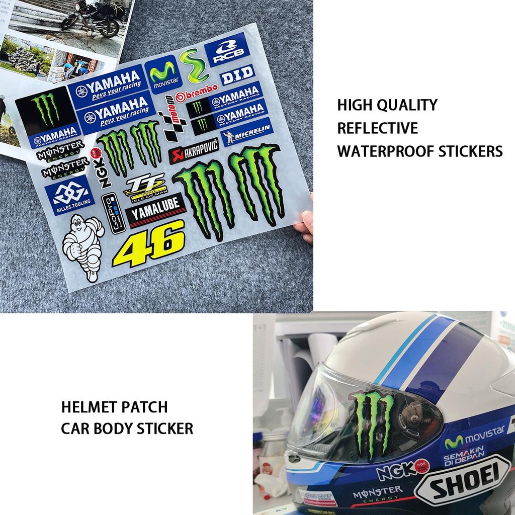Para Yamaha Metal Adesivo Carta Logotipo Capacete Corpo Design Acessórios Monstro Verde Adesivos , À Prova Dwaterproof Á