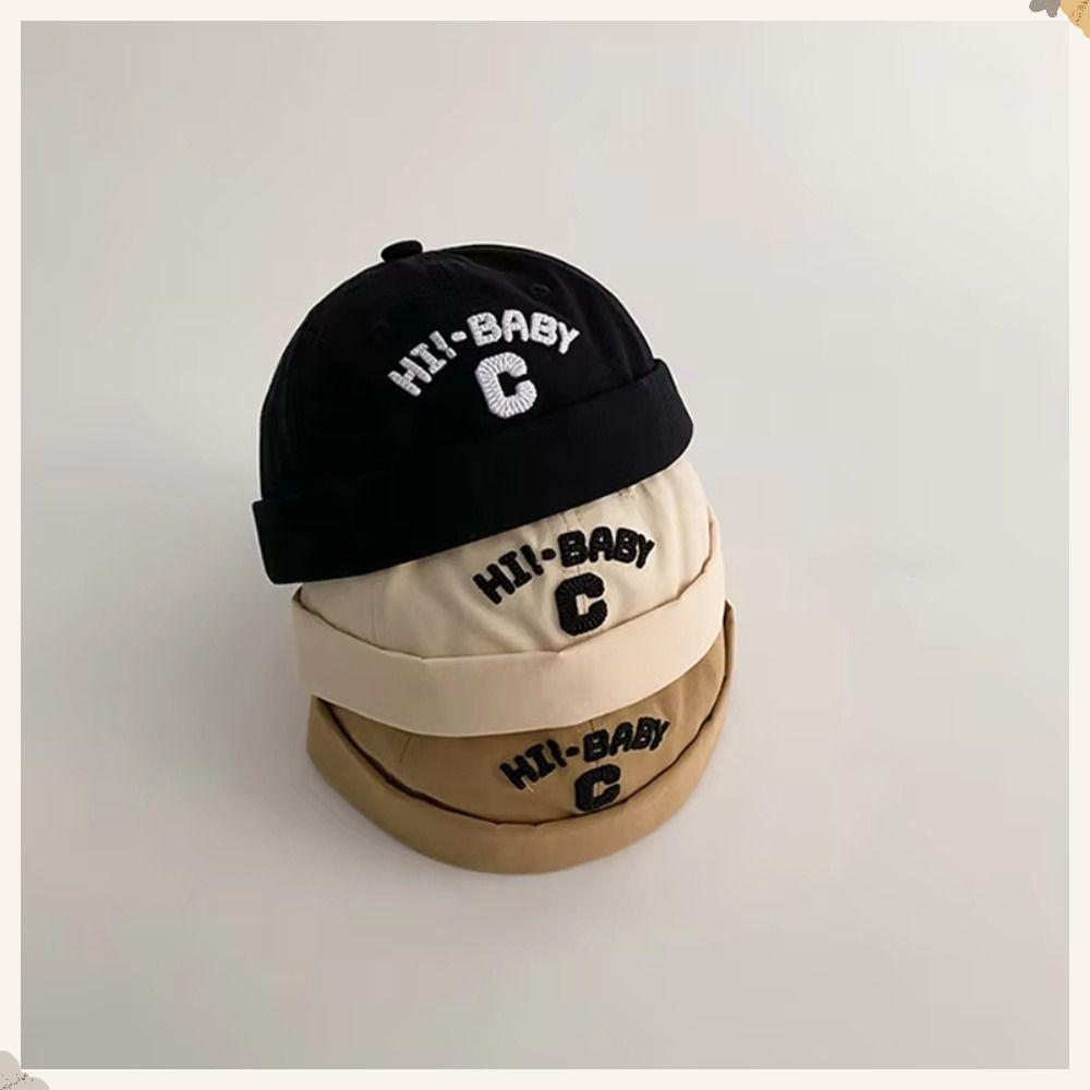 Gorro Para Bebê , Bonés Docker Retrô De Algodão Chapéu Hip Hop De Cor Sólida Respirável Bordada Com Letras