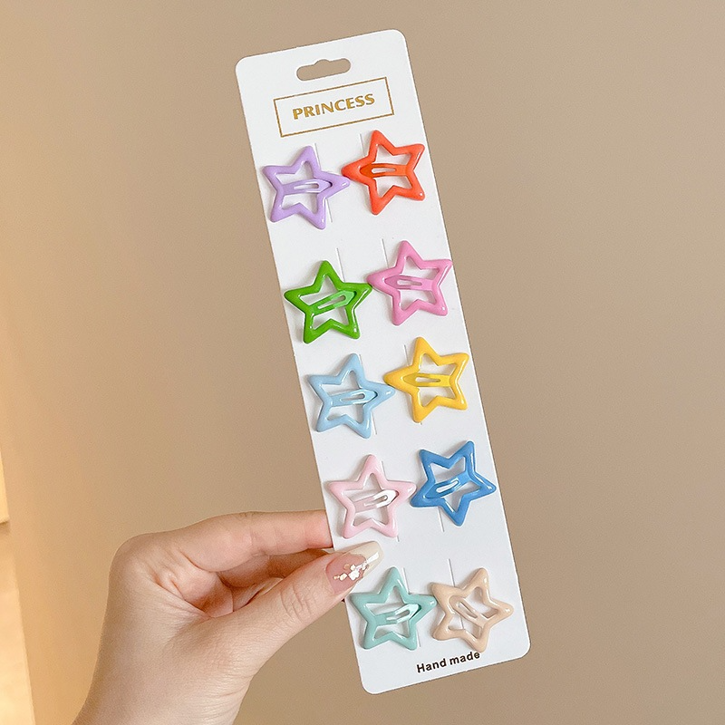10PCS Pinos de Cabelo Estrela Dopamina | Divertidas Presilhas de Cabelo Coloridas para Mulheres e Meninas, Design