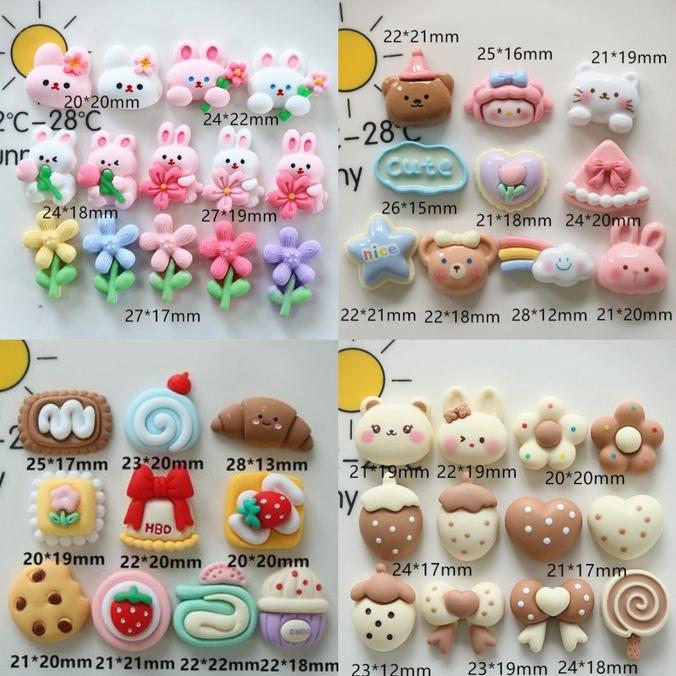 10Pcs/set 【 Random Mixed 】 Desenho De Flores De Sobremesa De Desenhos Animados Flatbacks De Bricolage Acessórios