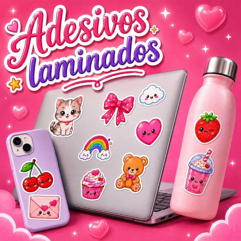 20 Adesivos Laminados Para Celular - Notebook Cute Vibes