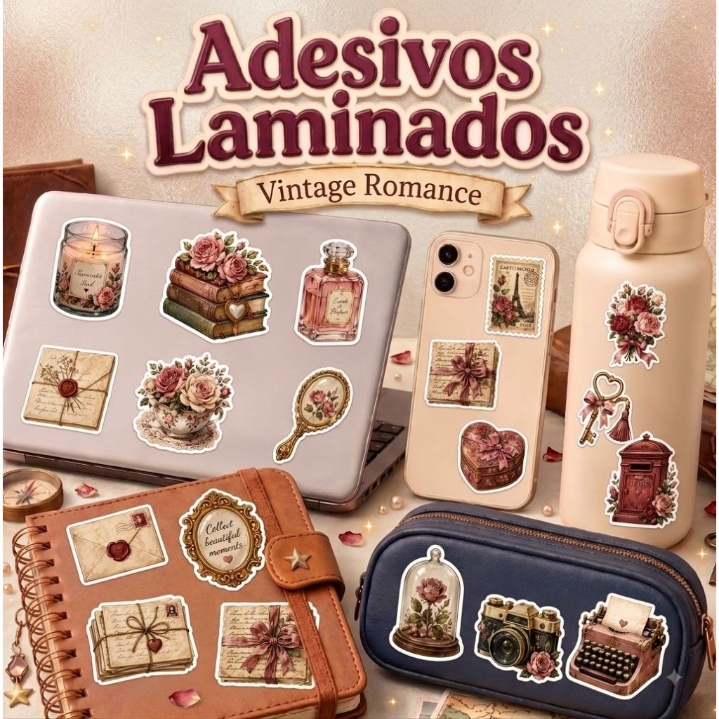 📜 Adesivos Laminados Para notebook, Celular, Táblet etc.  Romance & Vintage Retrô