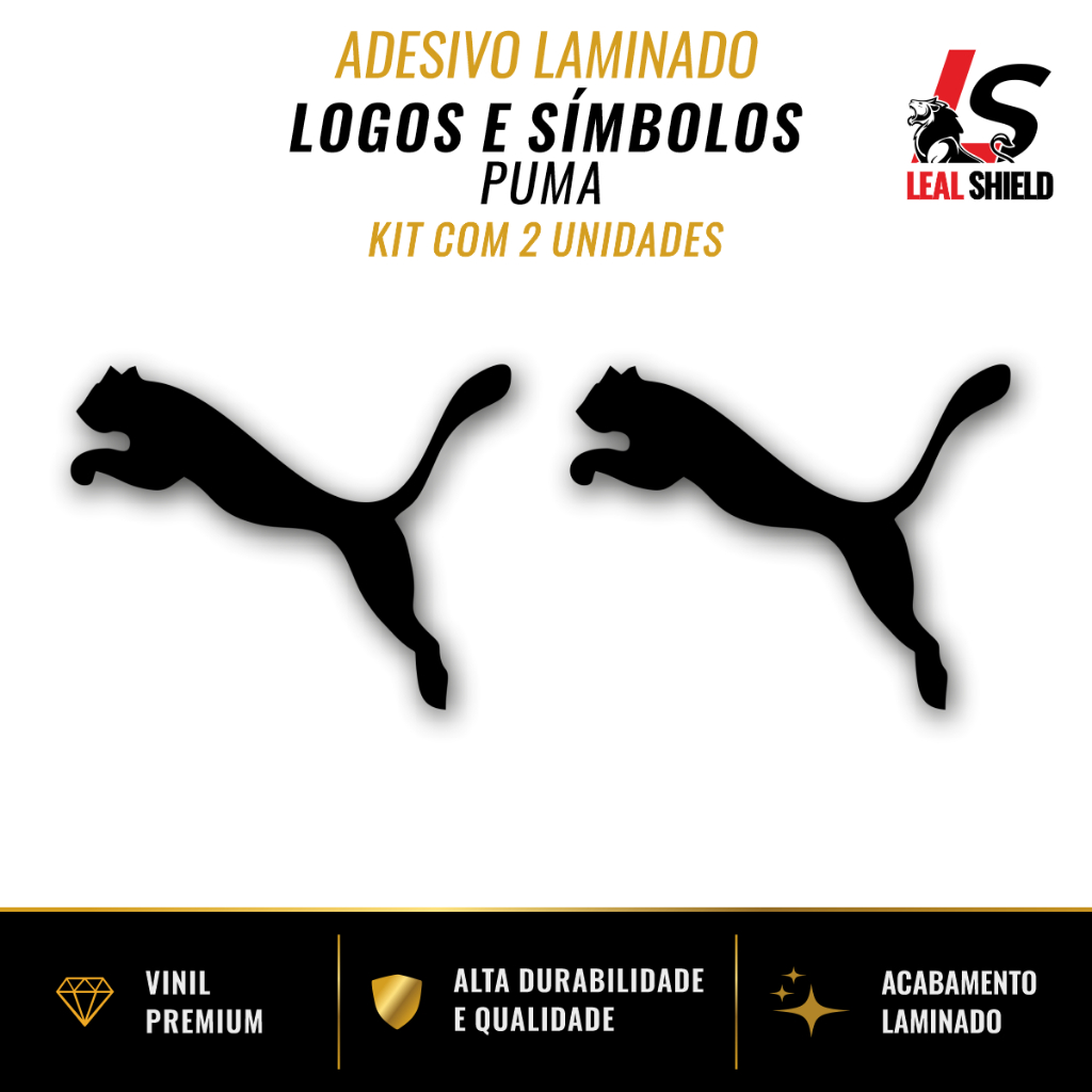 Kit Adesivo Puma Emblema Vinil Laminado Par Notebook Garrafa Moto Capacete Capa Celular - 2 Unidades