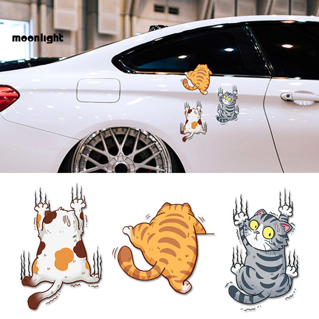 3pcs Cat Scratch Car Stickers Set – Funny Weatherproof Self-adhesive Decals for Suv Auto Window Body Decoration Cute K
