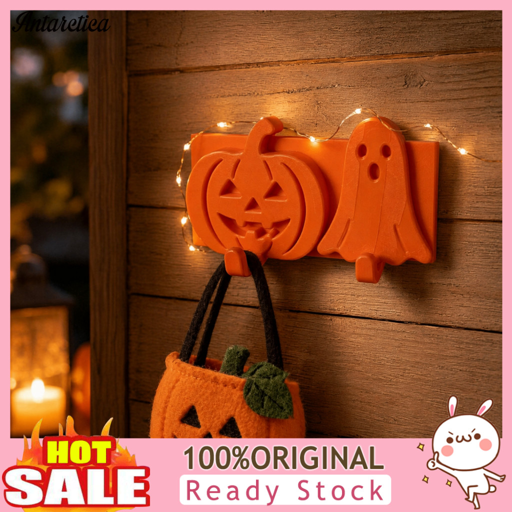 Pumpkin Ghost Hook Orange Halloween Key Holder 3d Printed Self-adhesive Wall Decor No Drill Hanging Cute Spooky Organize
