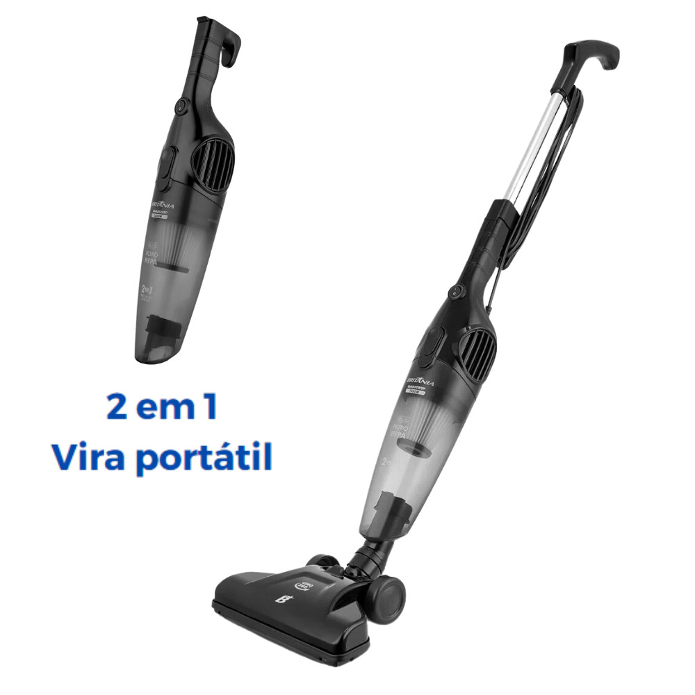 Aspirador De Po Vertical 2 em 1 Potente Portátil Filtro Hepa Britânia 127v