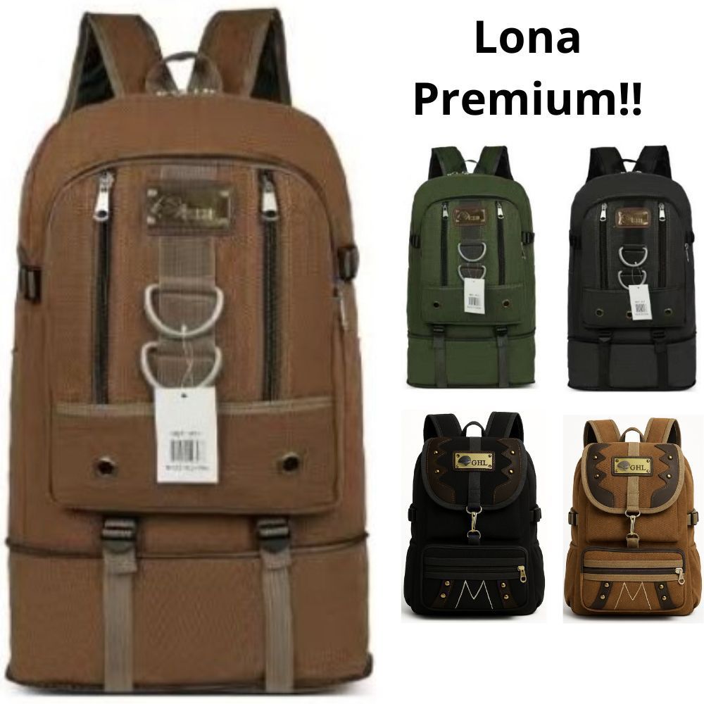 Mochila Masculina Lona 60 Litros Viagem Passeio Motoboy Esporte Trilha Viagem Escola Escolar Reforçada