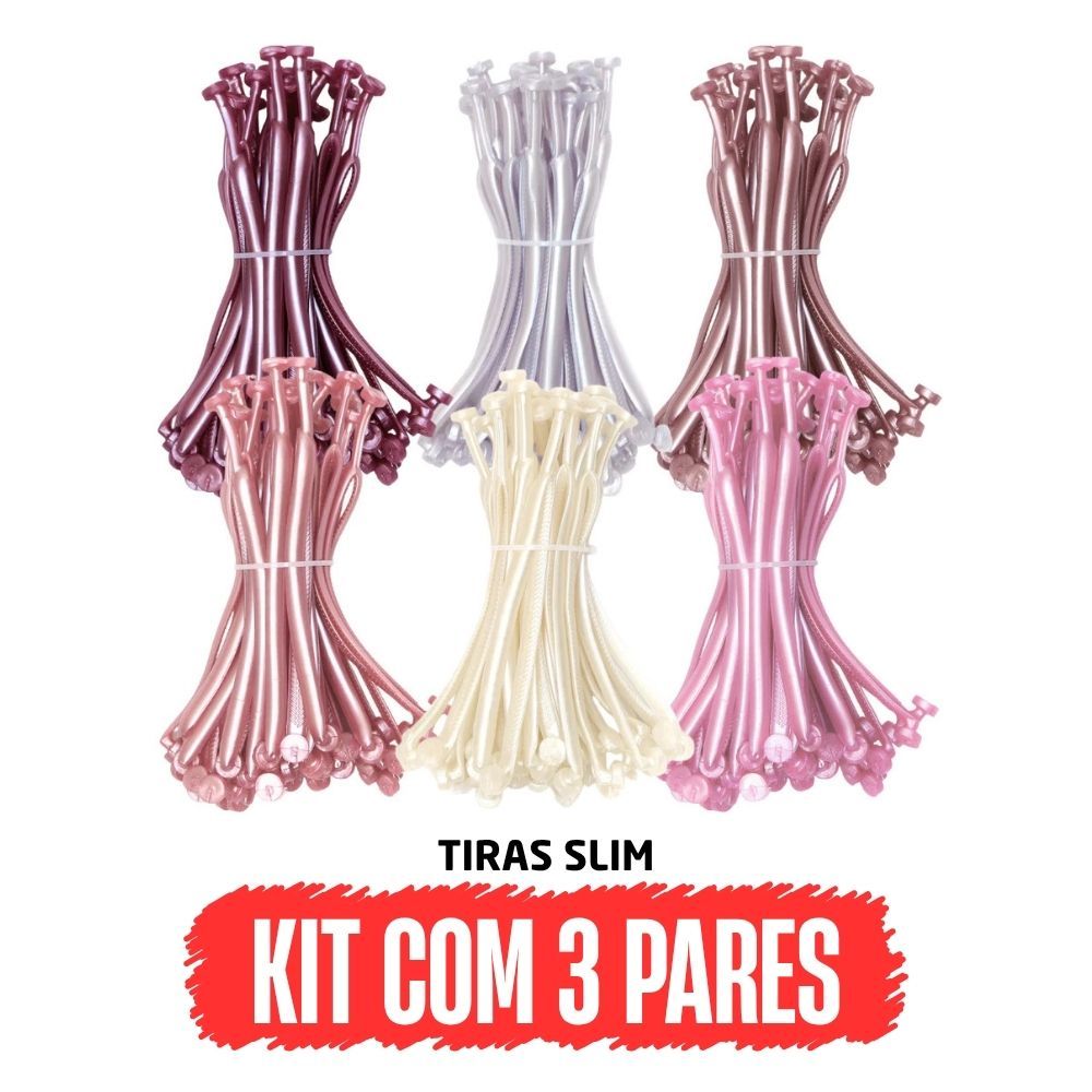 3 Pares Tiras Peroladas - Cabresto Tira Correia Alça para Chinelo Slim Feminina