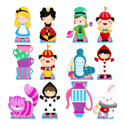 Decoração Alice Baby - 12 Displays De 20cm Totens