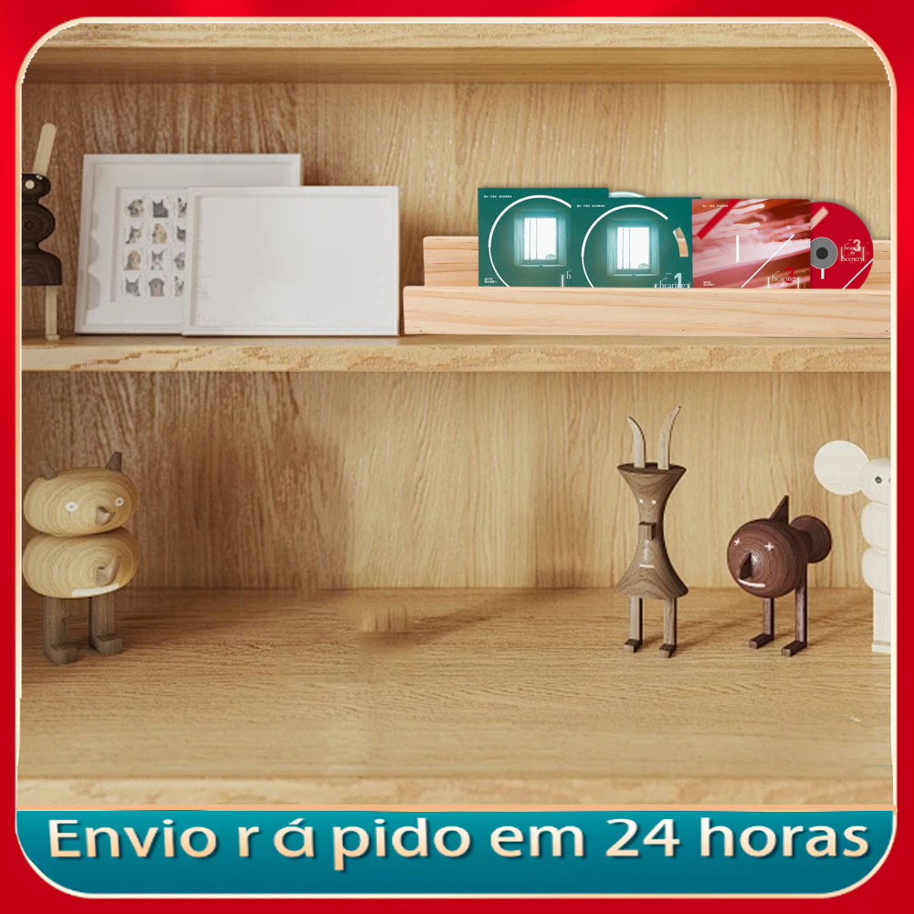 Display elegante de madeira para montagem em parede de prateleira de registros para quarto de sala de estar