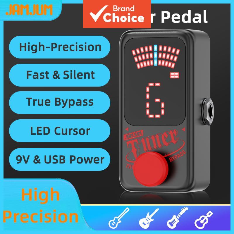 JAMJUM Afinador Pedal De Alta Precisão Display LED True Bypass USB DC 9V Mini Cromático Para Guitarra Baixo Ukulele Ajus