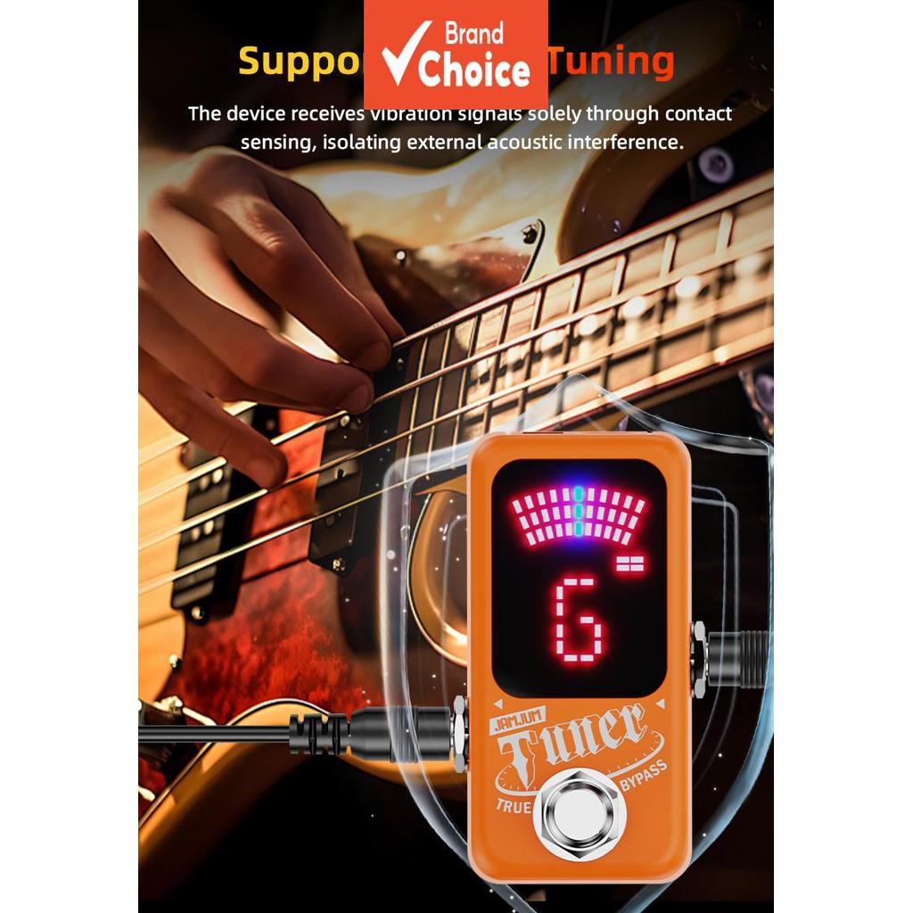 JAMJUM Mini Pedal Afinador Cromático Brilhante Display LED True Bypass 9V DC Ultra Preciso Para Guitarra Baixo Jogadores