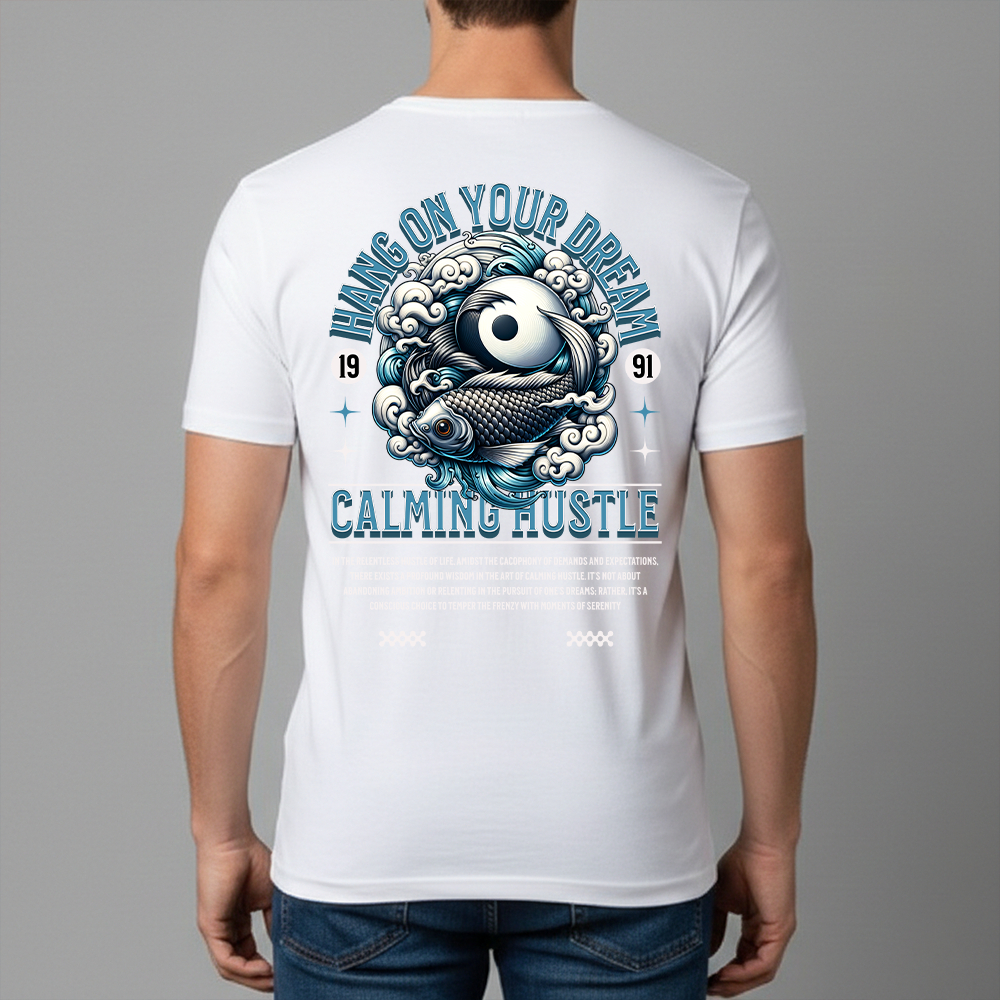 Camiseta Masculina Estampa Ying Yang Marinho Dry Fit Conforto Blusa T-Shirt Academia Tamanho P GG