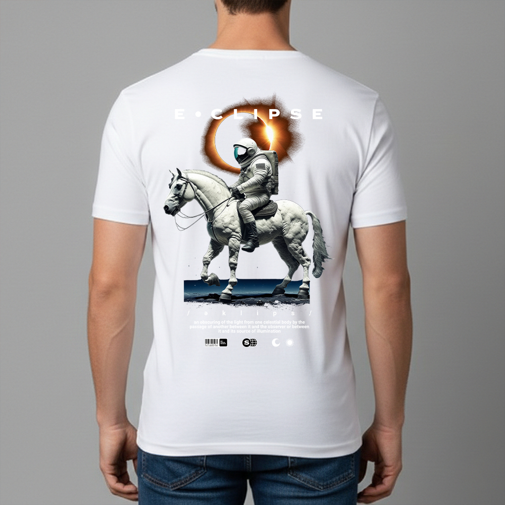 Camiseta Masculina Estampa Astronauta Cavalo Dry Fit Conforto Blusa T-Shirt Academia Tamanho P GG