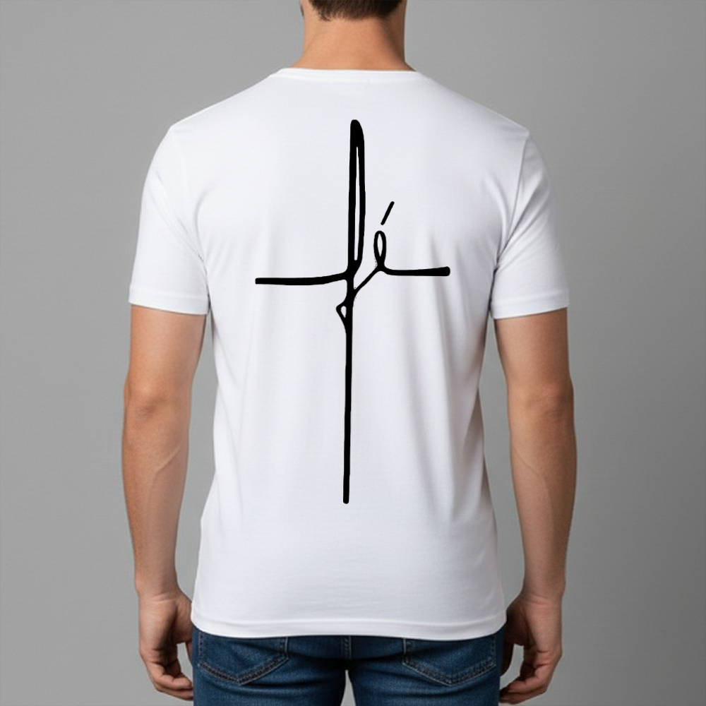 Camiseta Masculina Estampa Fé Escrita Dry Fit Conforto Blusa T-Shirt Academia Tamanho P GG