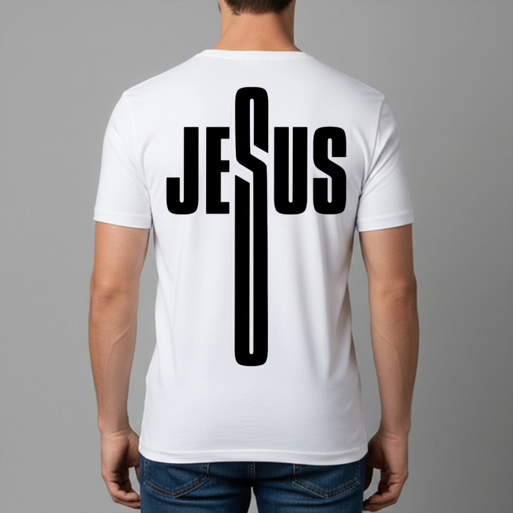 Camiseta Masculina Estampa Jesus Escrita Dry Fit Conforto Blusa T-Shirt Academia Tamanho P GG
