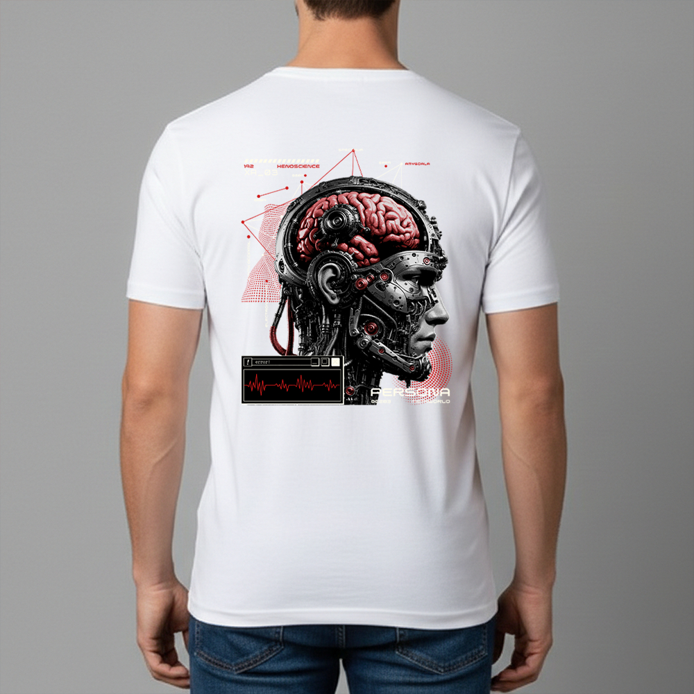 Camiseta Masculina Estampa Cérebro Cyborg Dry Fit Conforto Blusa T-Shirt Academia Tamanho P GG