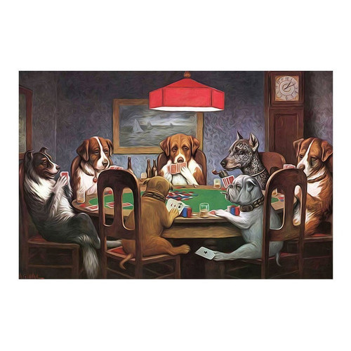 Quadro Cachorros Jogando Poker 90x60 CM  Decorativo Arte Sala