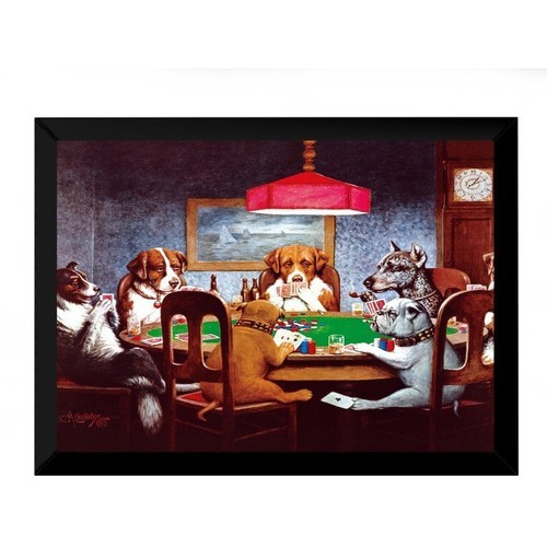 Quadro Decorativo Cachorros Jogando Poker Retro Vintage Premium