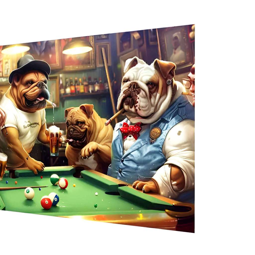 Placa Decorativa MDF 3mm / Cachorros Jogando Sinuca / Bilhar / Quadro Decorativo 20X30 (A4)