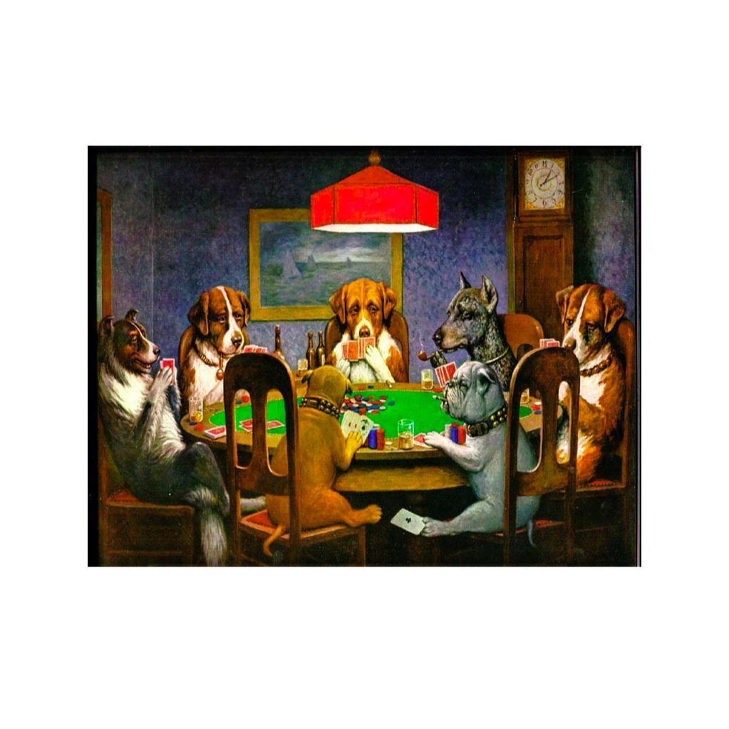 Placa quadro decoração bar salão jogos cachorros jogando baralho poker - tamanho 30 x 40