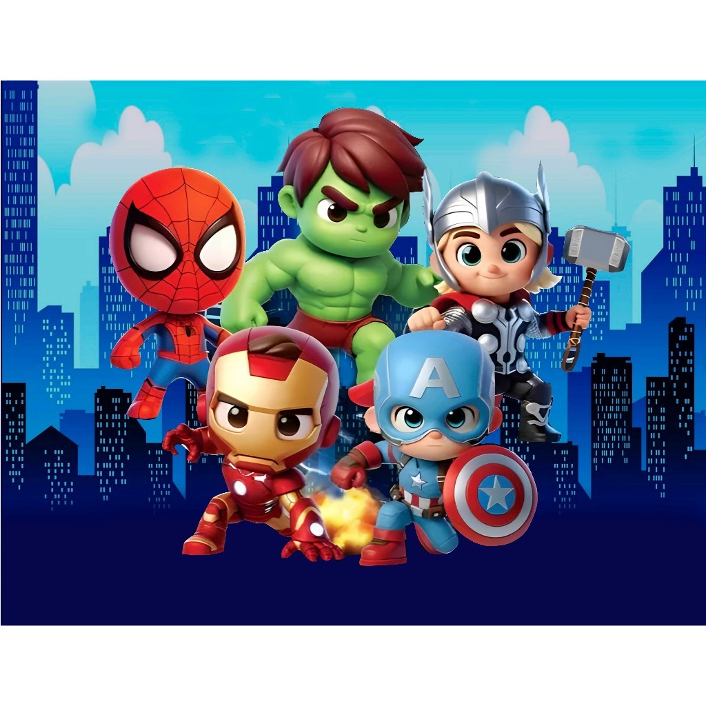 Painel retangular  Painel Vingadores Cute 3 em tecido sublimado e corte a laser