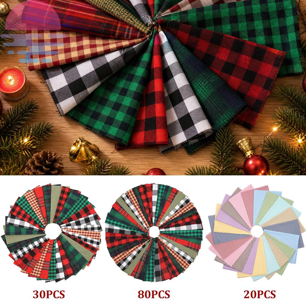 30/80/20 Peças Quadradas De Tecido Xadrez Estilo Vintage Pré-Cortadas SHOPSKC6641