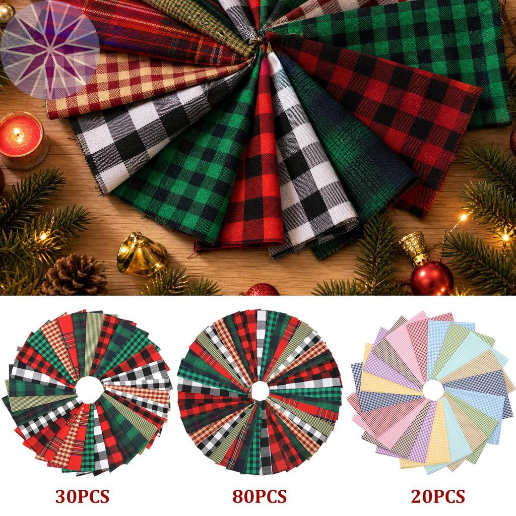 30/80/20 Peças Quadradas De Tecido Xadrez Estilo Vintage Pré-Cortadas SHOPCYC4389