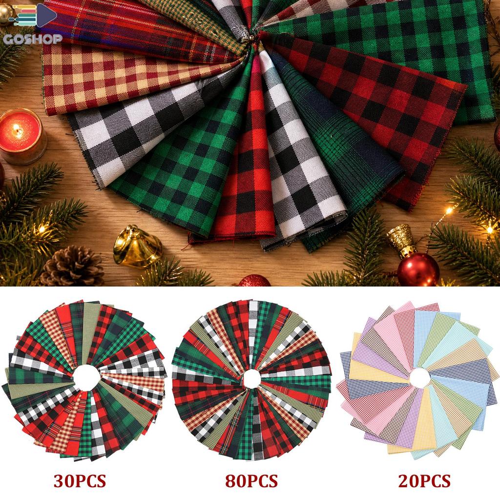 30/80/20 Peças Quadradas De Tecido Xadrez Estilo Vintage Pré-Cortadas SHOPSBC3294