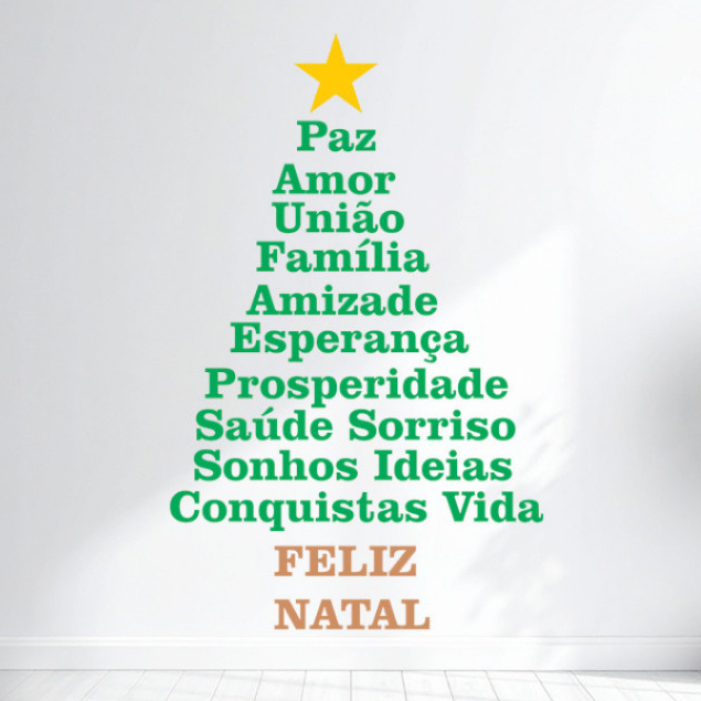 Adesivo de Parede Para Casa Vitrine Arvore Natalina Palavras Positivas Autocolante Lavavel