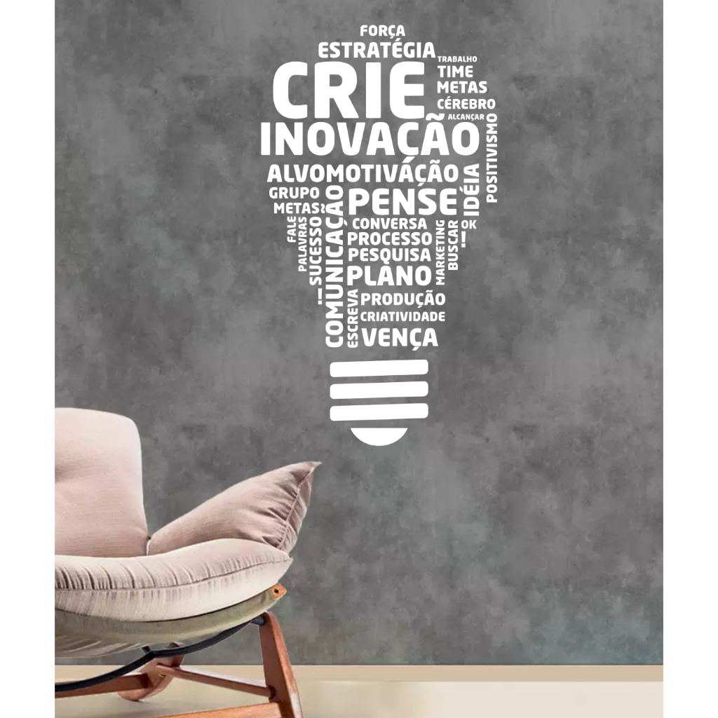 Adesivo de Parede Frase Motivacional Lâmpada de Palavras