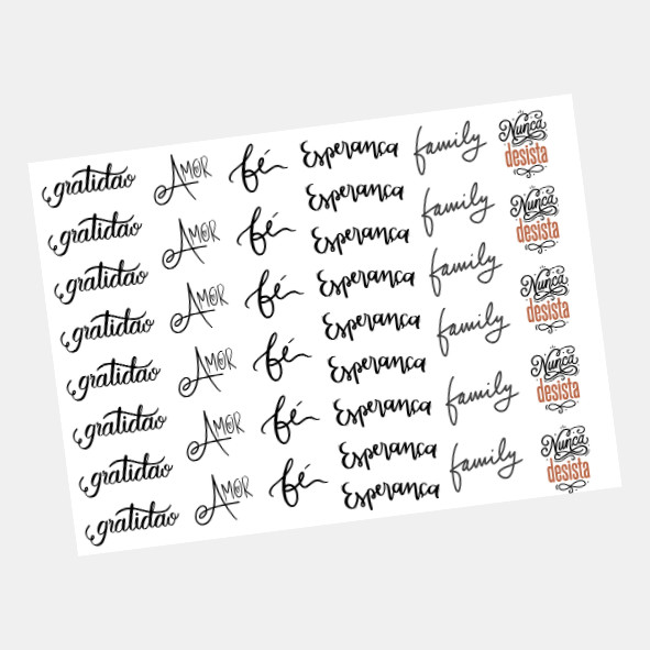 Adesivo DTF UV - Tamanho A5 (21x15cm) - Palavras de Afirmação
