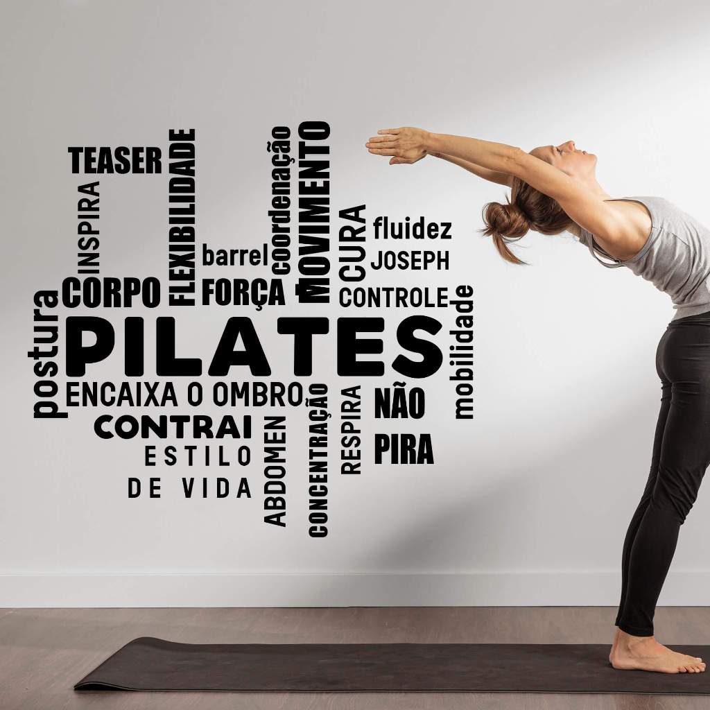 Adesivo Decorativo Palavras Motivação Pilates Movimento Cura Decoração Studio