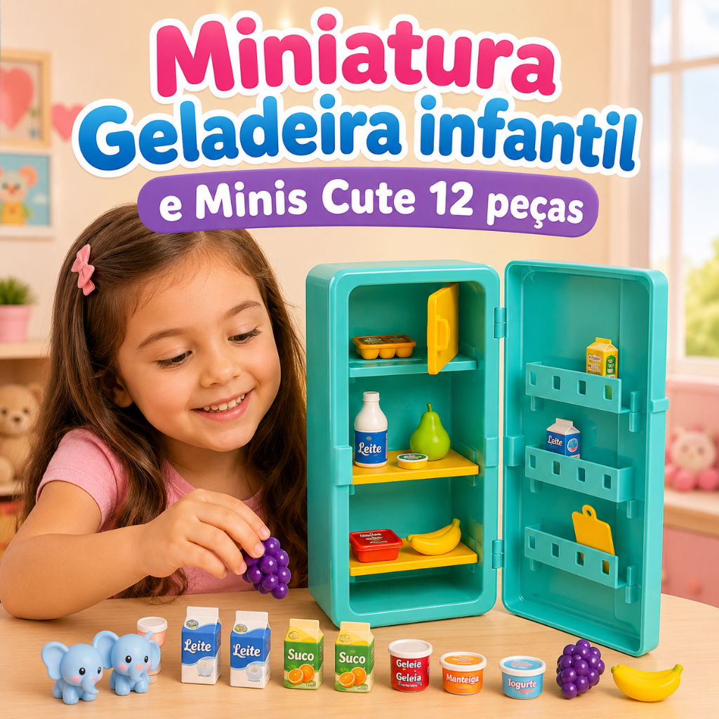 Miniatura Geladeira infantil e Minis Cute 12 peças- Verde Lua de Cristal
