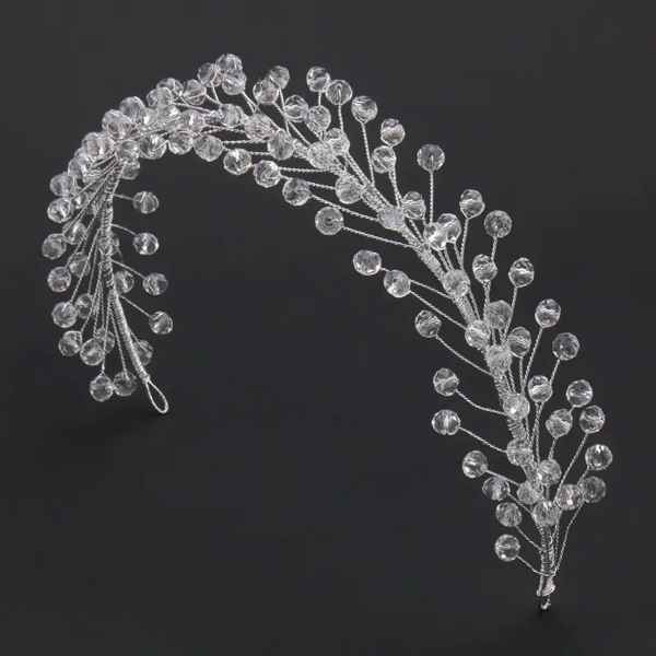 Arranjo de Cabeça de Cristal de Acrílico Boho Chic para Noivas - Acessório de Cabelo Feito à Mão com Contas