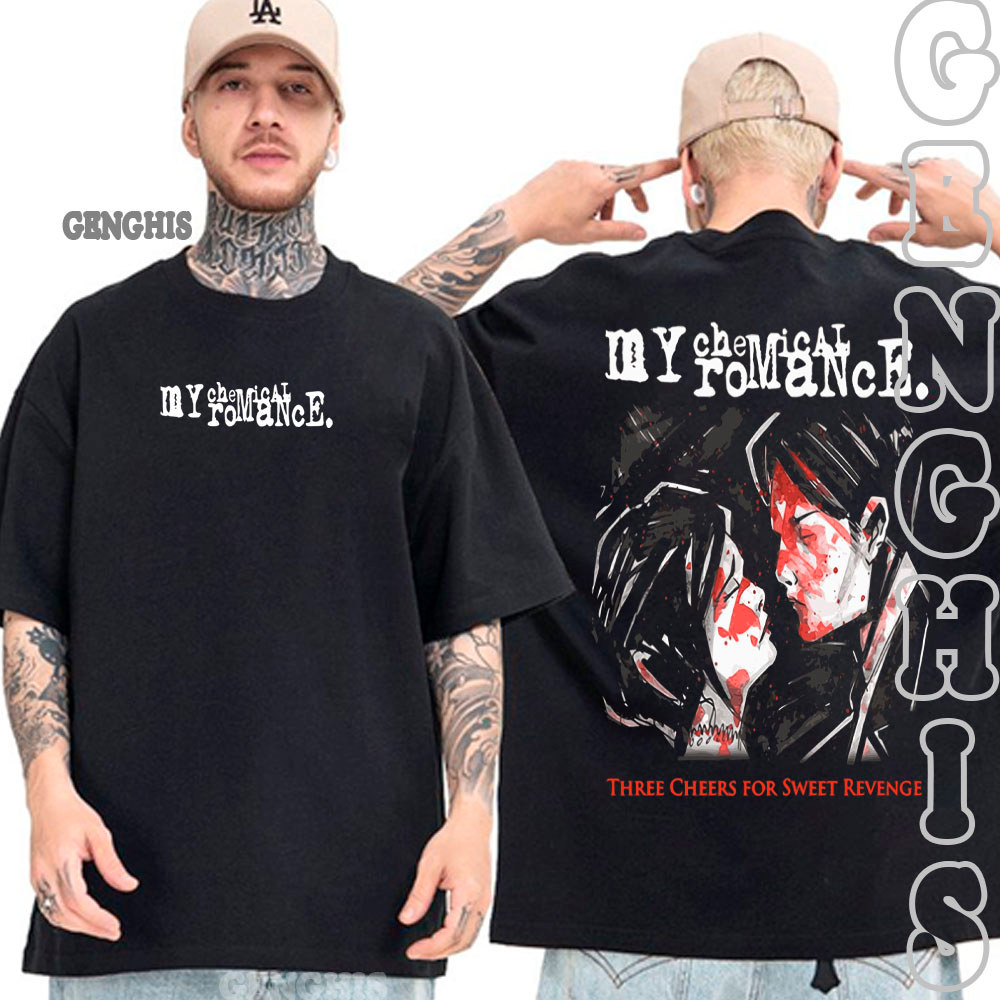 Camiseta My Chemical Romance Banda De Rock Album Three Cheers for Sweet Revenge Camisa Basica Oversized Algodão