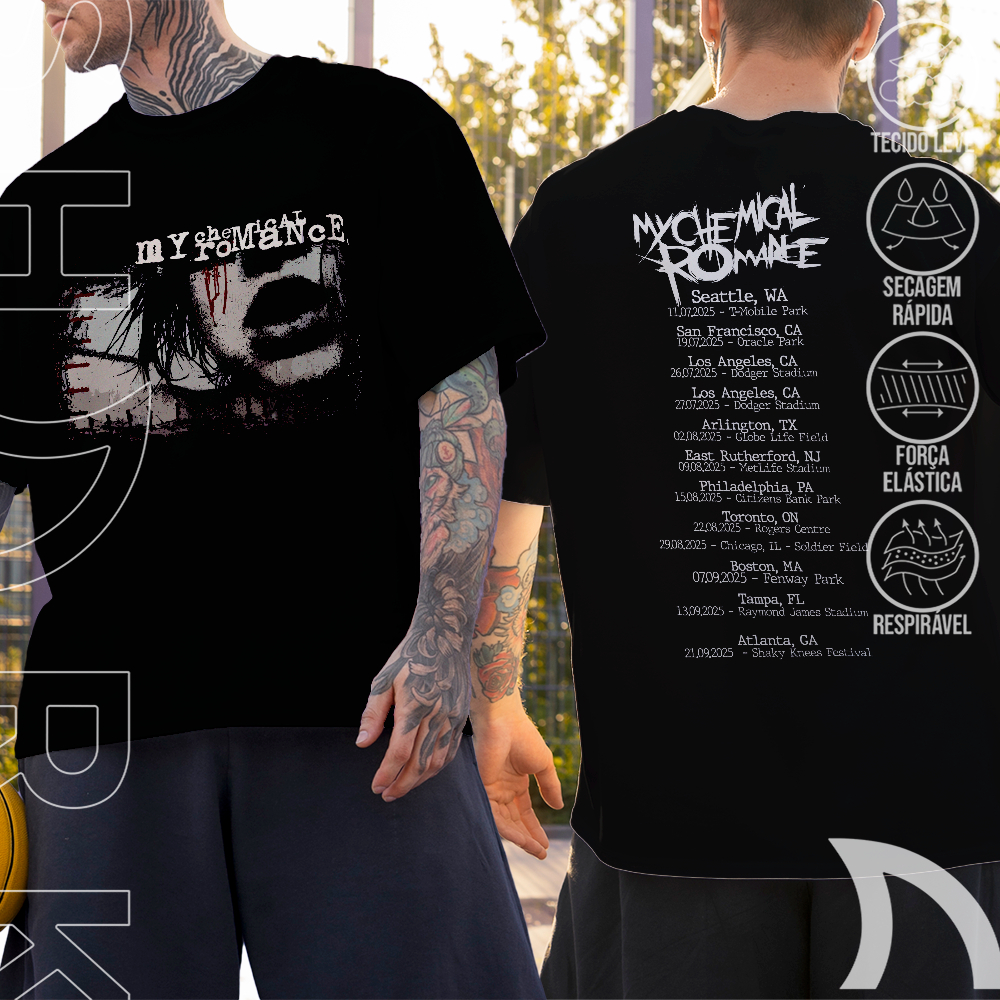 Camiseta Basica e OVERSIZED My Chemical Romance Three Cheers Banda Rock Vintage 90s Unissex