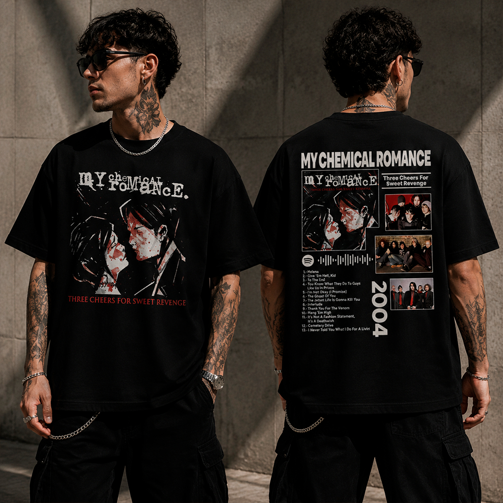 Camiseta Basica e OVERSIZED My Chemical Romance Black Parade Three Cheers World Tour Unissex