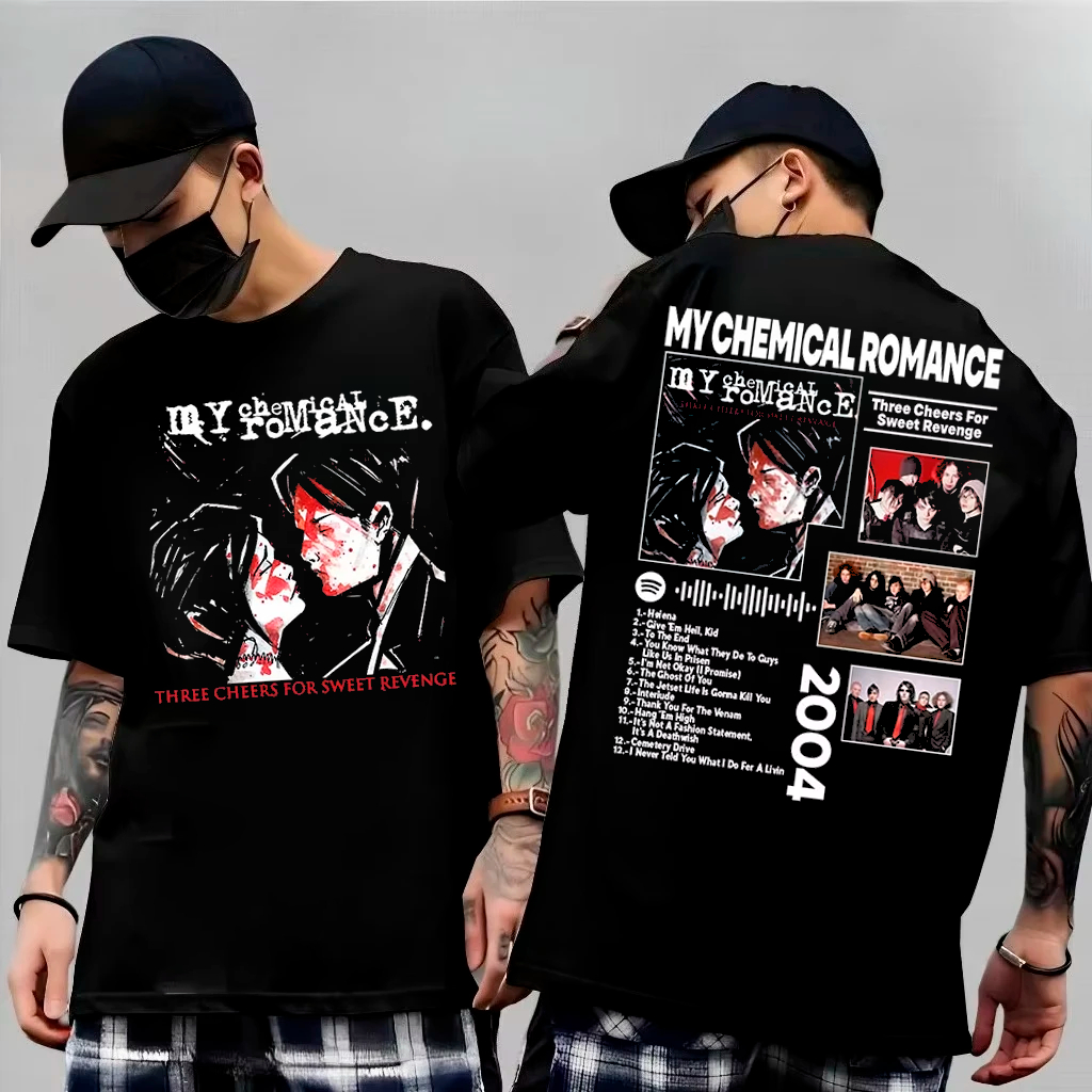 Camiseta Basica e OVERSIZED My Chemical Romance MCR Three Cheer Sweet eyes World Tour Unissex