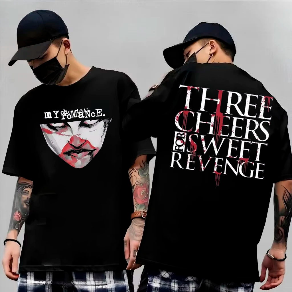 Camiseta Basica e OVERSIZED MCR My Chemical Romance Three Cheer Sweet eyes World Tour Unissex