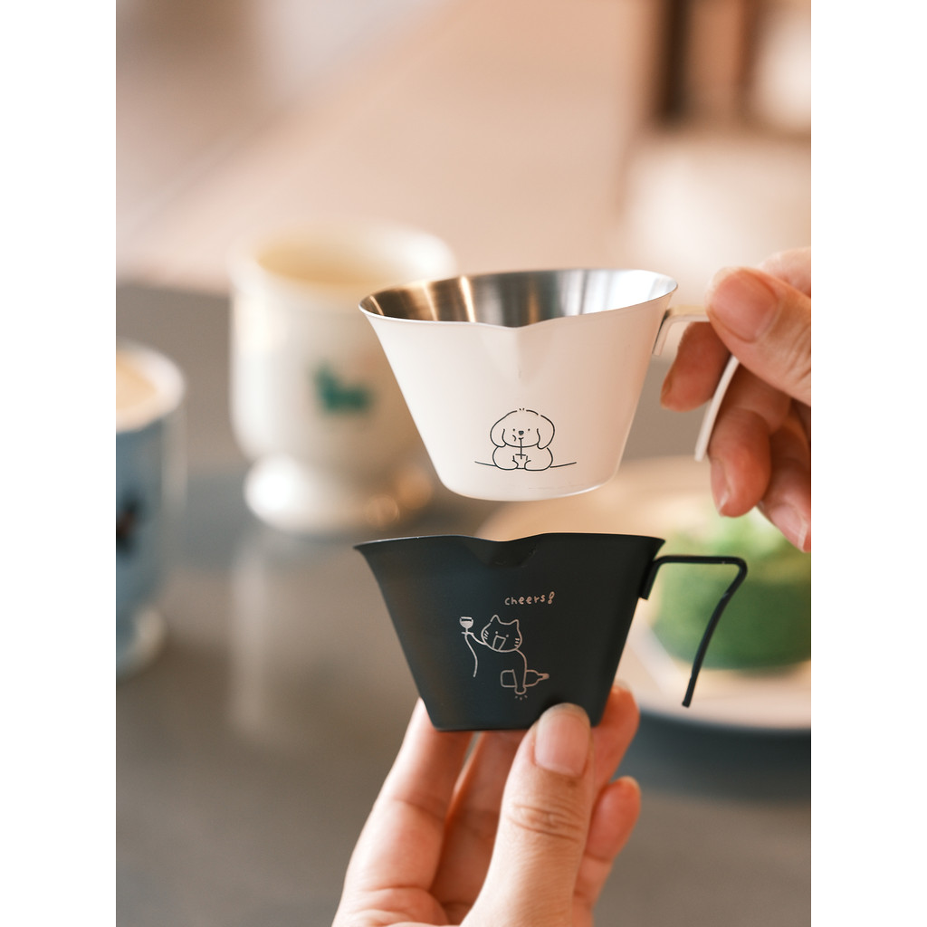 Original acidente vascular cerebral arte gatinho 304 aço inoxidável Espresso copo de extração de líquido escala copo de