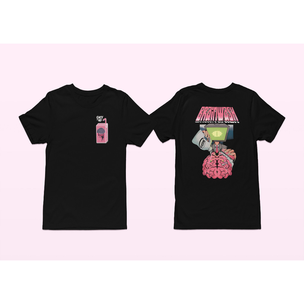 Camiseta Básica Masculina Arte Rosa Lavagem Cerebral Brain Juice