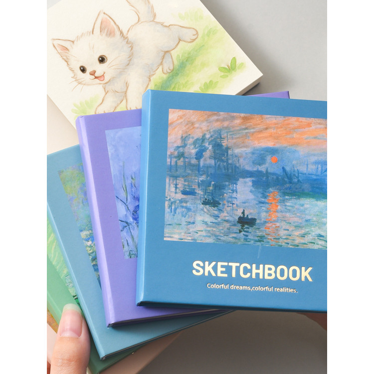 Pintura a óleo pequeno livro de pintura quadrado Mini livro de pintura esboço escrita simples acidente vascular cerebral