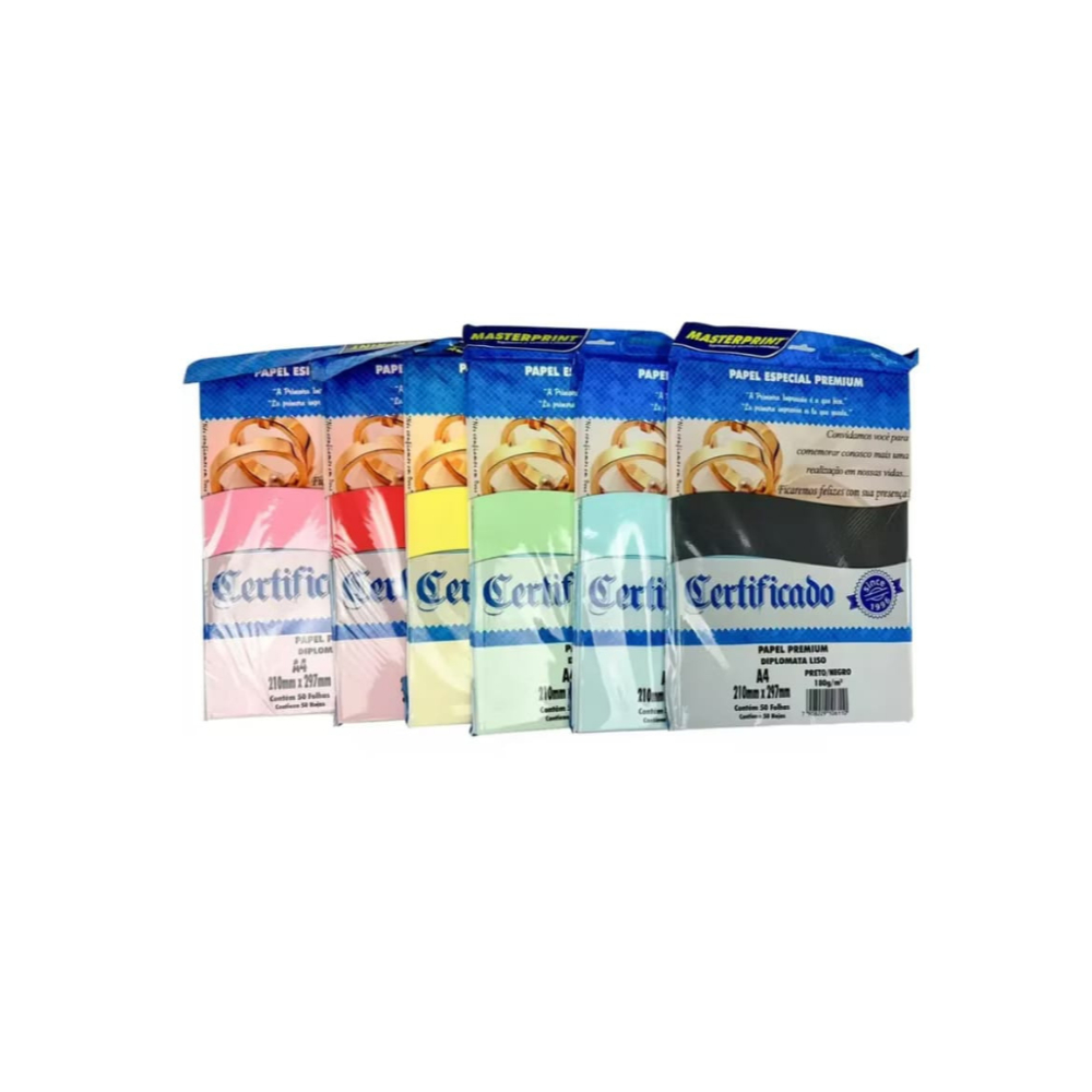 Kit Mix 6 Cores Color Plus Offset  A4 180g Colorido Masterprint Pacote 50 folhas