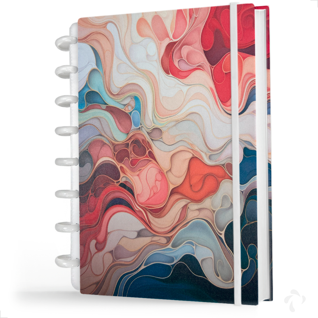Caderno De Disco Capa Dura Gliter Folhas Reposicionáveis de 90g - Coleção Colors Mix 01