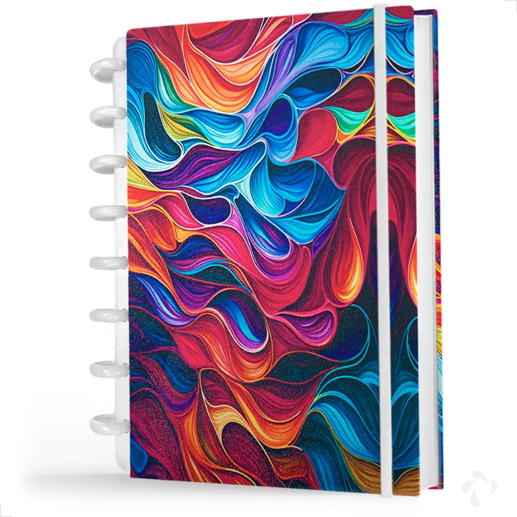 Caderno De Disco Capa Dura Gliter Folhas Reposicionáveis de 90g - Coleção Colors Mix