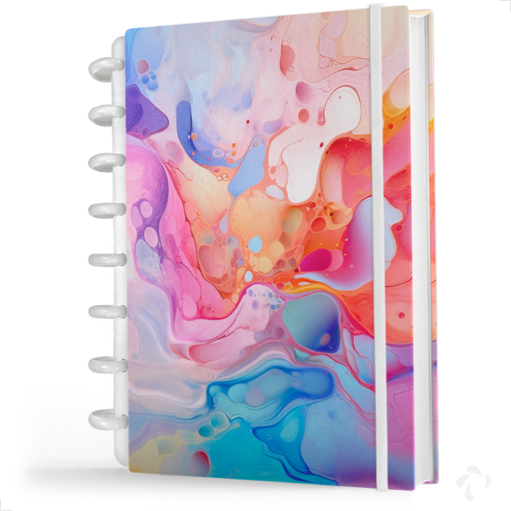 Caderno De Disco Capa Dura Gliter Folhas Reposicionáveis de 90g - Coleção Colors Mix 02