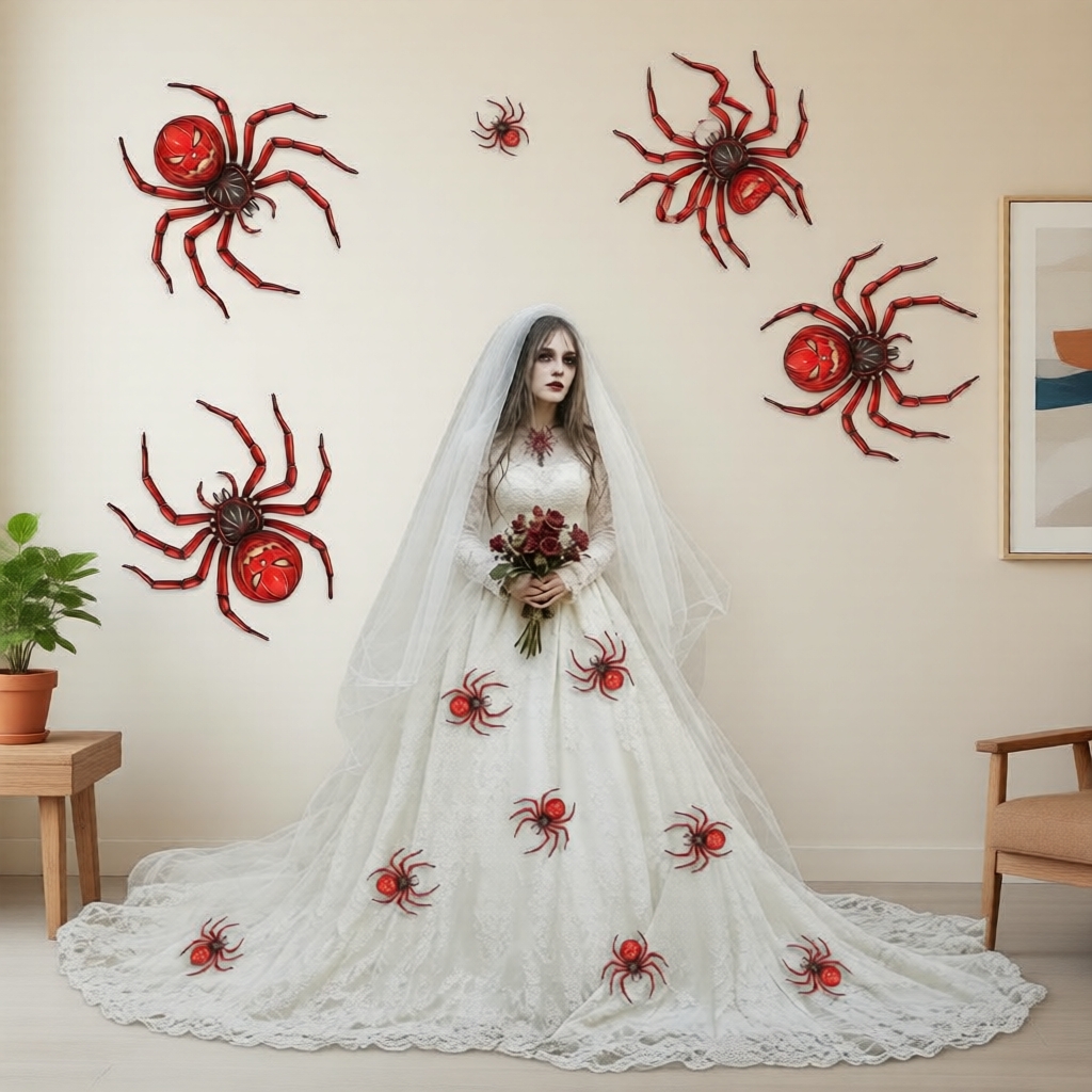 Conjunto de adesivos 3D de aranha com cara de abóbora, 12 unidades, PVC à prova d'água, para portas e paredes externas