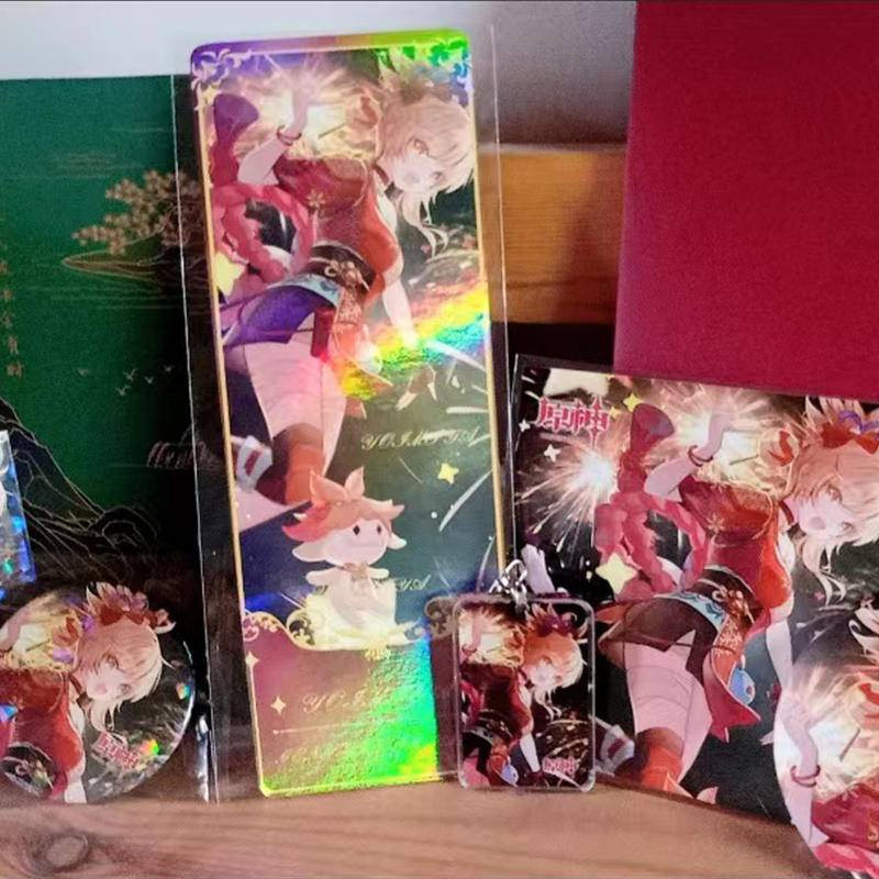 6 Peças Genshin Impacto Anime Sorte Saco De Presente Dos Desenhos Animados Yoimiya Coleção Porta-Caras Carrinho LOMO Bri