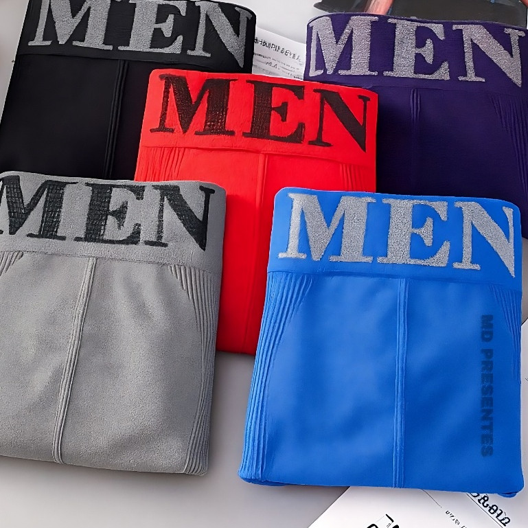 Kit Com 10 Cuecas Boxer Microfibra Adulto Sem Costura ou 5 cuecas Cores Sortidas